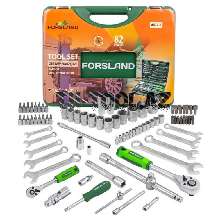 Forsland Forsland-4821-5 Набор инструментов 82пр.1/4'',1/2''(6гр.)(4-32мм)